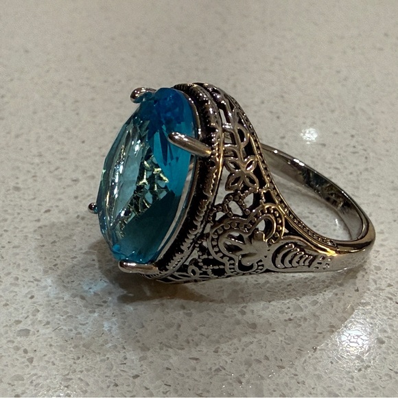 Synthetic Blue Stone Cocktail Ring - Picture 5 of 8